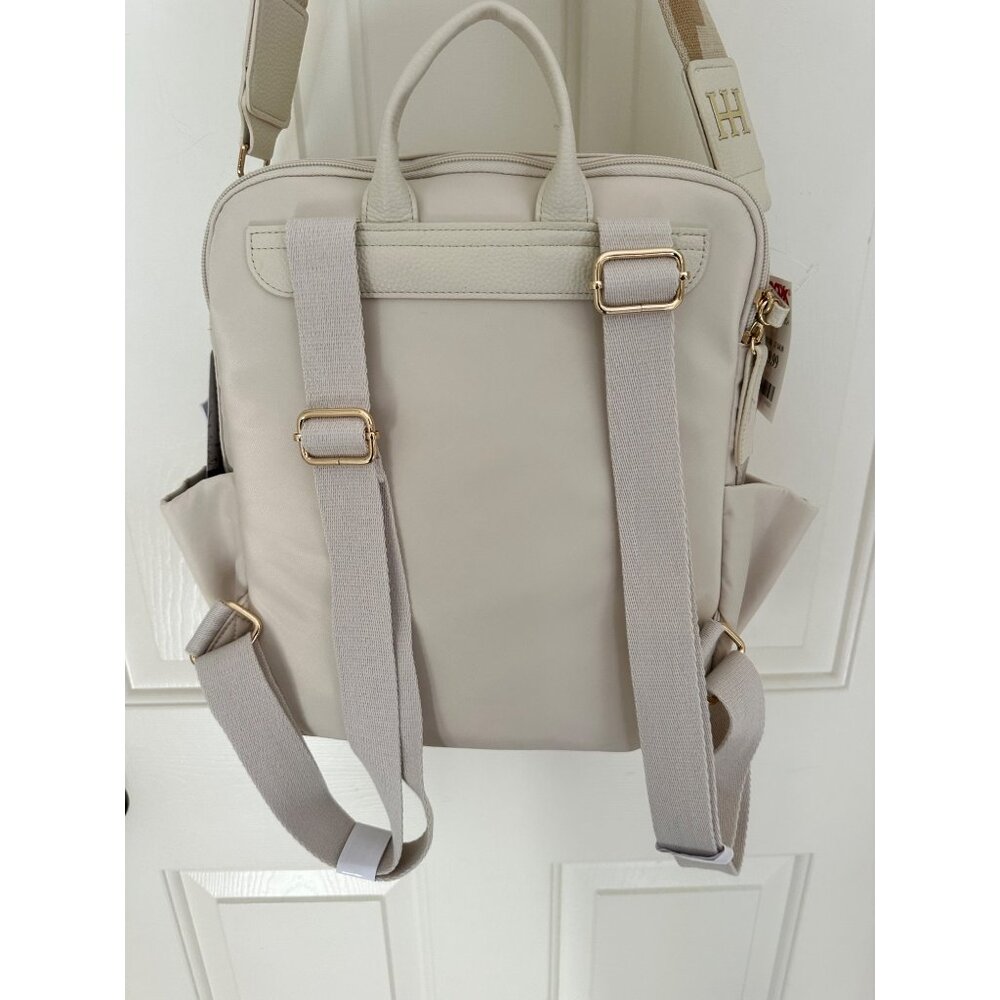 New Haute Hippie Off White On the Go Backpack W Adjustable Straps & Gold Accents - Picture 15 of 16